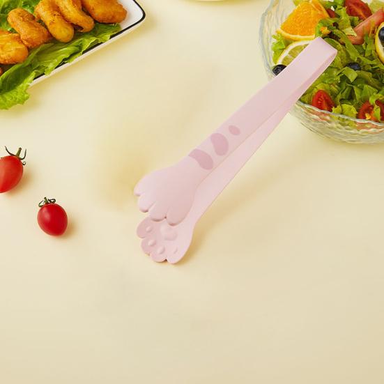 Silicone Cooking Tongs Food Clip with Non-Slip Handle Heat-Resistant Reusable Cat Paw Shaped Tongs Kitchen Accessories