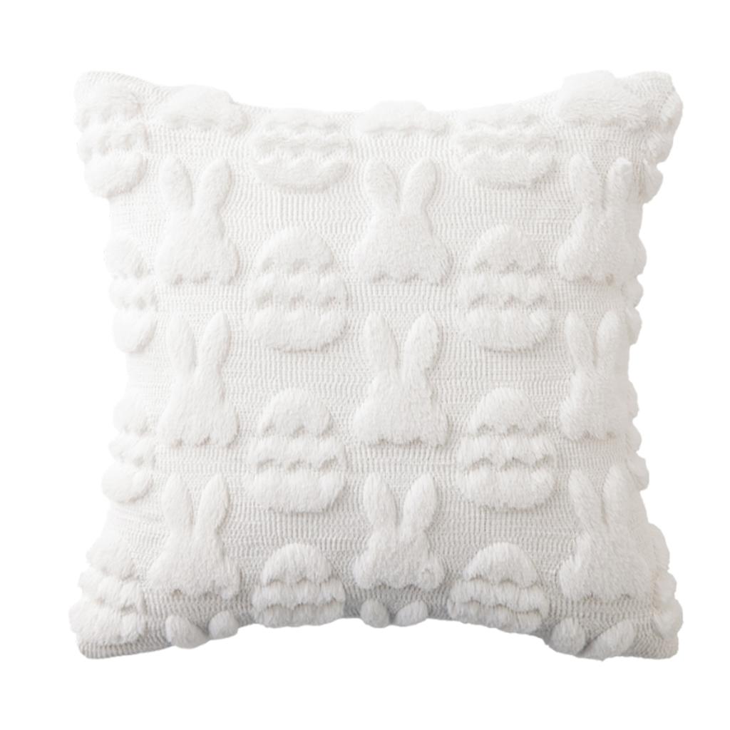 Easter Bunny 3d Embroidered Tufted Pillowcase For Living Room And Bedroom, Removable And Washable Pillowcase