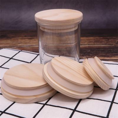 Candle Cup Glass Bottle Wooden Cover  Solid Wood Cover Wooden Storage Bottle Ceramic Jar Wooden Cover