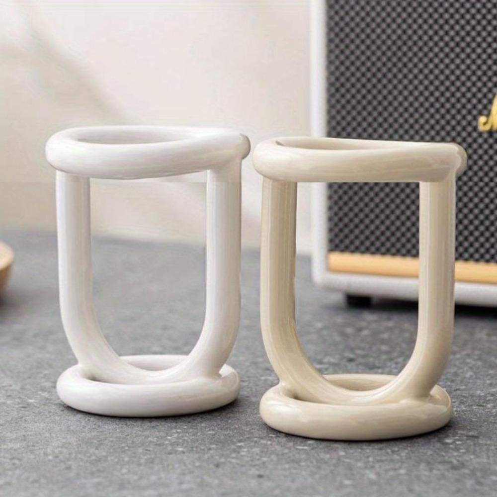 1PC Exquisite Ceramic Toothbrush Holder, Knife and Fork Tableware Storage, Desktop Storage Cylinder, Personalized Desktop Decoration of B & B