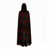 Halloween Blood Splatter Print Hooded Cape Scary Cosplay Black Lace Up Cloak For Adult Horror Themed Vampire Witch Role Play Set