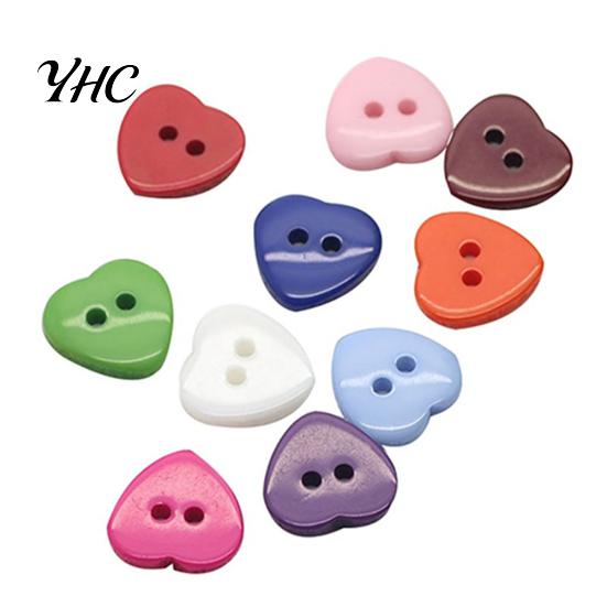 100PCs Heart Mixed Colors Resin Buttons Fit Sewing or Scrapbooking 10mm