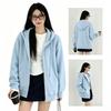 Womens Oversized Hooded Sweatshirt Lightweight Casual Korean Style Fall Pullover With Zipper