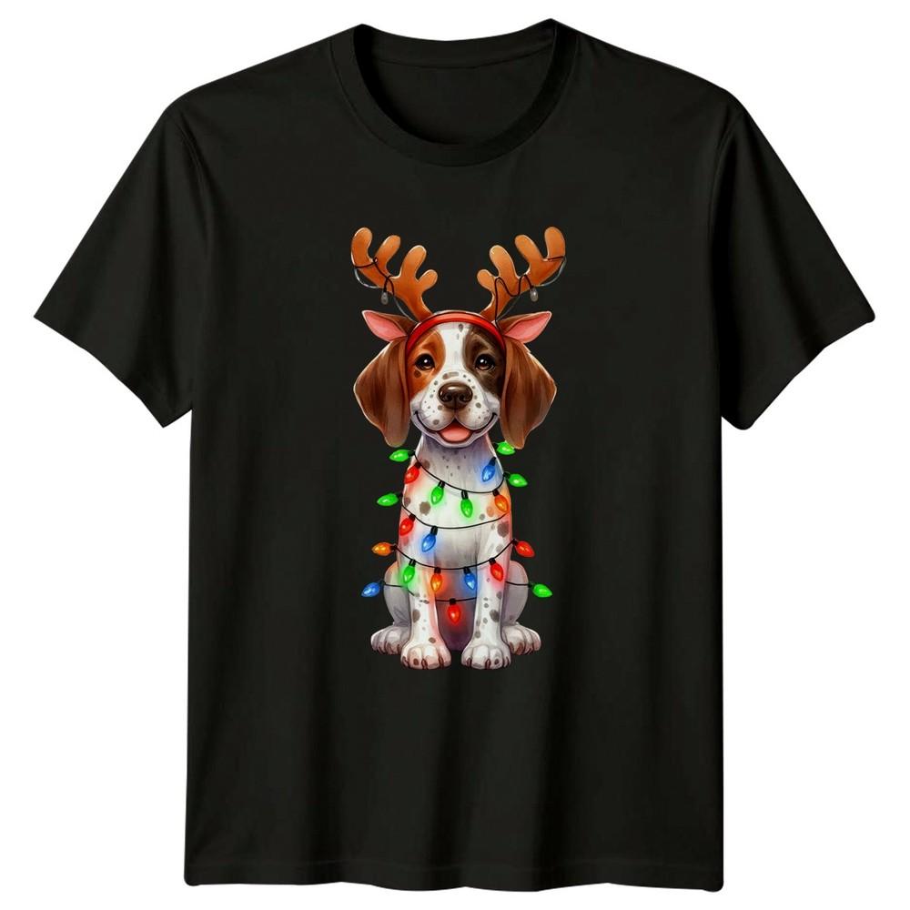 Dog Christmas Antlers Holiday Unisexs TShirt Unisexs Graphic Tee