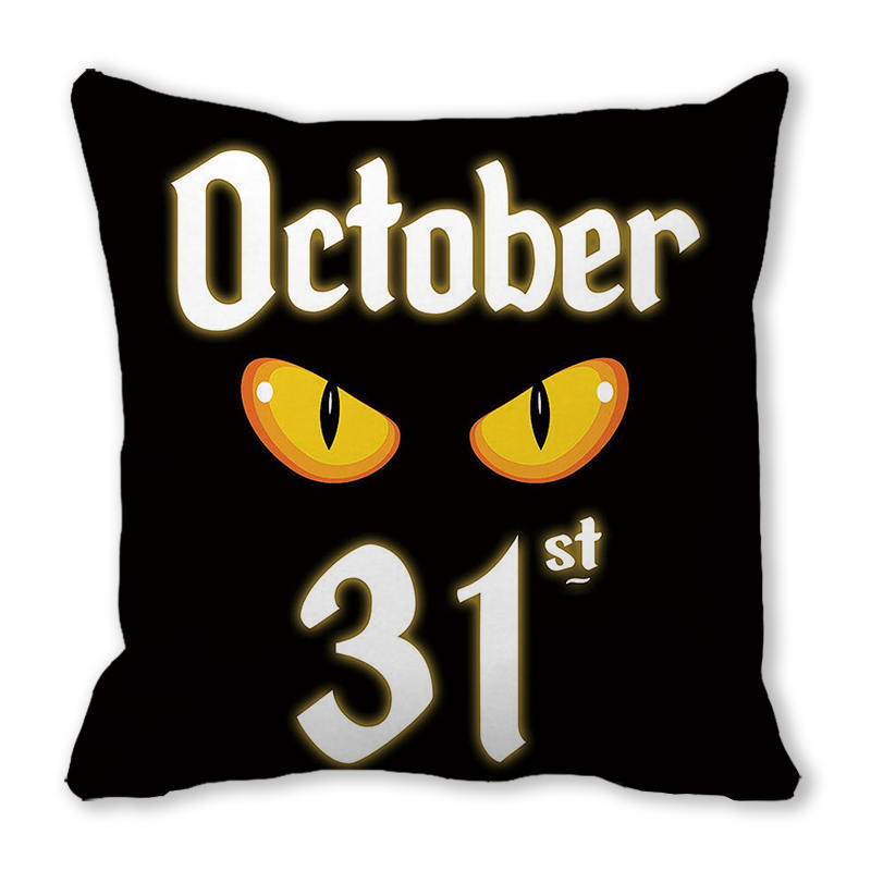 Creative Halloween Happy Letters Digital Printing Short Plush Pillow Covers for Car Sofa Office Cushion Cover Home Goods