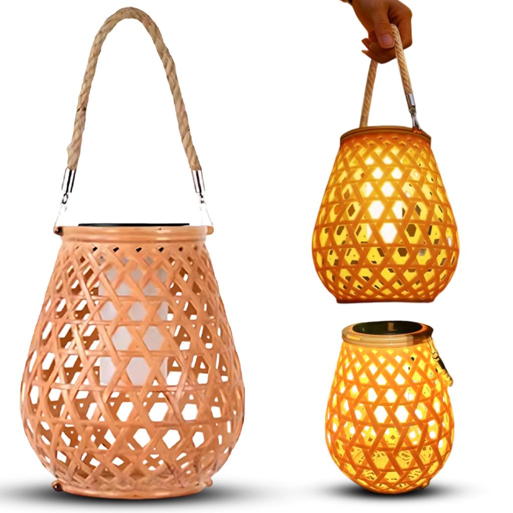 Solar Powered Chinese, Imitation Rattan Hanging Lamps, Tree-mounted Decorative Garden Lights, Balcony