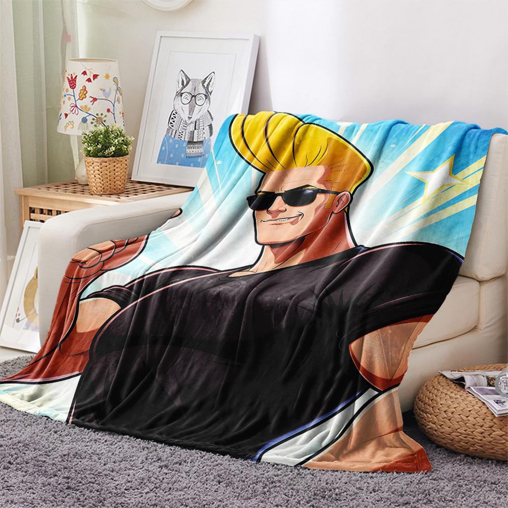 Johnny Bravo Flannel Blanket, High quality Comfortable for All Seasons, Home Decor, Warmth and Comfort