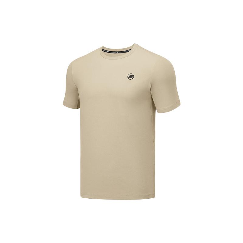 Skechers Comfortable Versatile Skin-Friendly Short Sleeve T-Shirt Men tops Beige P225M097-00EG M