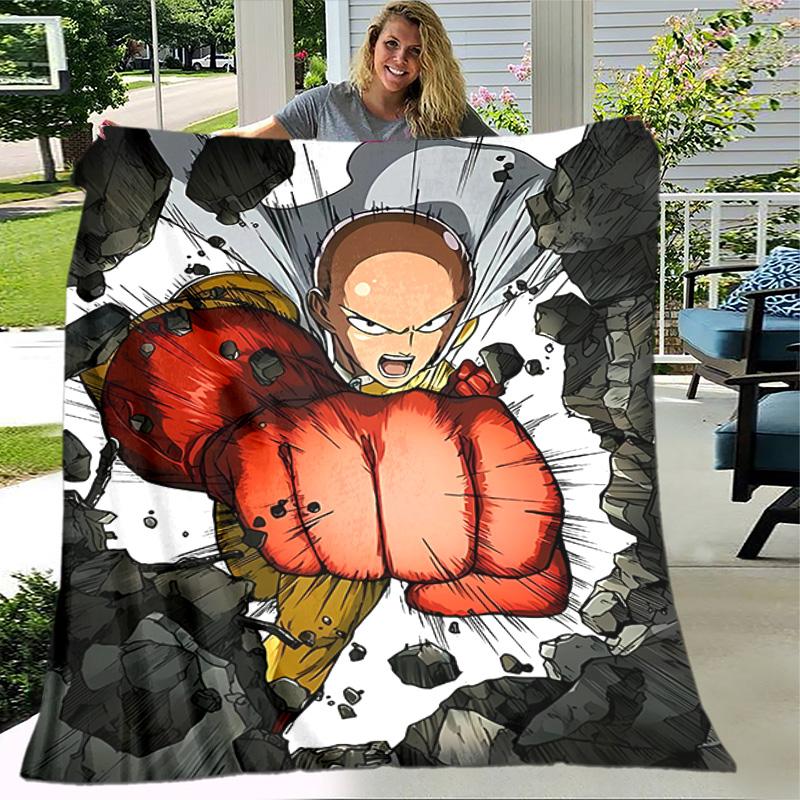 1pc Blanket - One Punch Man Saitama Print Design, Lightweight Blanket for Sofa, Bed- Soft &Warm, Gift for All Seasons