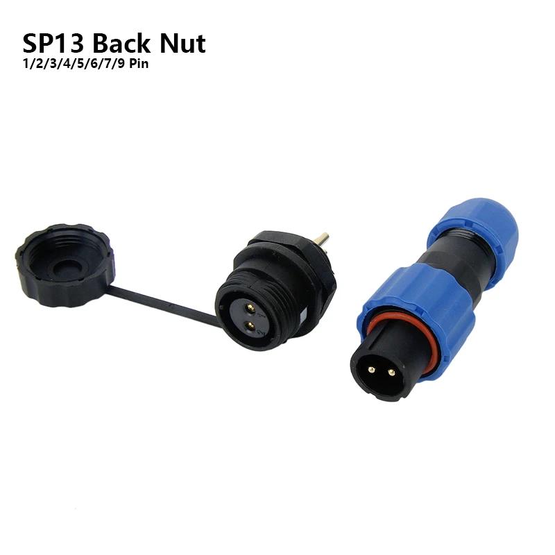 

SP13 IP68 waterproof connector male plug & female socket 1/2/3/4/5/6/7/9 pin panel Mount wire cable connector aviation plug