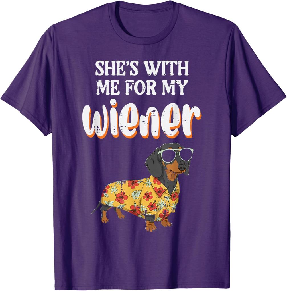 Funny Dachshund Wiener Dog Hawaiian Shirt Graphic Tee Casual Men TShirt