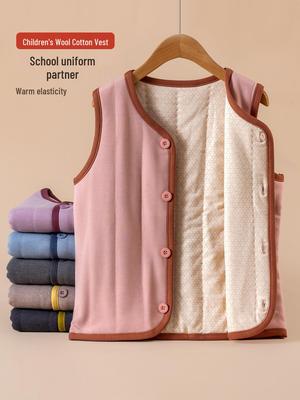 Kinder Warme Baumwollmischweste: Gemütliche, mit Samt gefütterte, wollgepolsterte ärmellose Jacke für Jungen & Mädchen (Herbst Winter)