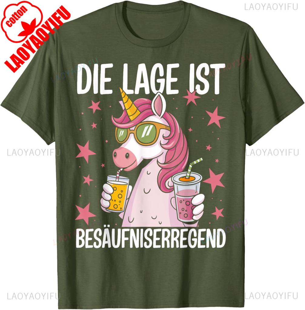 Funny German Text Graphic T Shirt Die Lage Ist Besäufniserregend Cotton Black Vintage Summer New Arrival Unisex Party Outfit