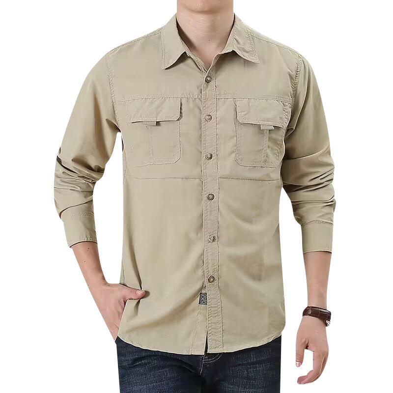 Men's Plus Size Casual Long-Sleeve Cotton Shirt - Spring/Autumn 2026 Collection