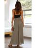 2025 European & American Women's High-waisted Long Wide-leg Summer Culottes with Elastic Waistband