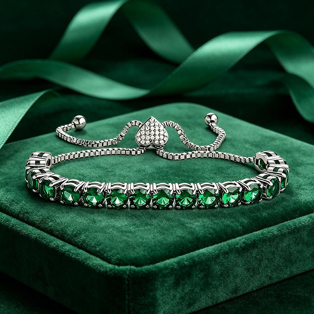 Elegant 4mm Zircon Women's Adjustable Stainless Steel Bracelet