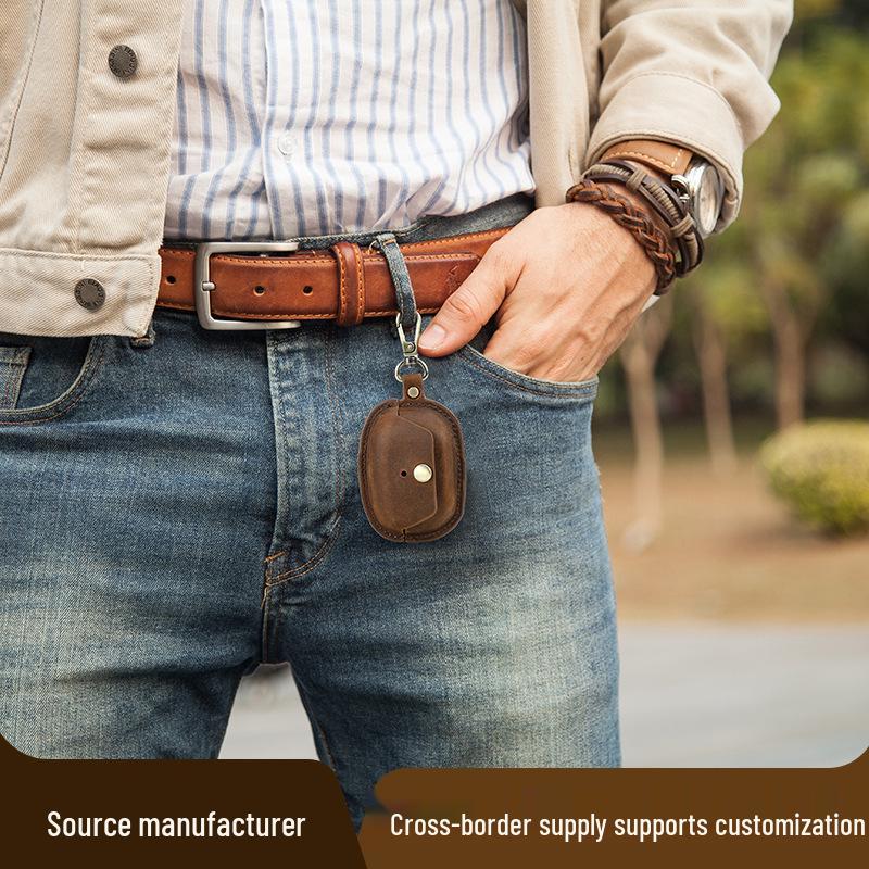 Funda para Auriculares Sony WF-1000XM5 de Cuero Genuino a Prueba de Caídas con Gancho