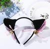 Niedliches Katze Fuchs Ohren Stirnband Glocke Schleife Cosplay Halloween Party Ausgefallenes Kostüm Haaraccessoires für Mädchen