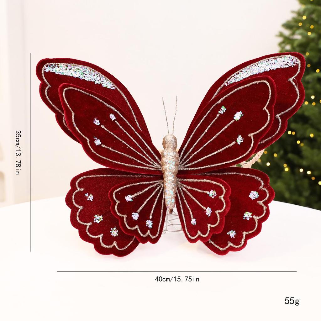 Christmas Butterfly Pendant: Festive Indoor Decoration & Glitter Bow for DIY Tree