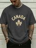 Unisex Crew Neck Canada Maple Leaf Letter Print Short Sleeve Cotton Tee Casual Summer Streetwear Loose Basic Daily Outdoor Wear Top