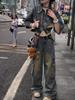 2025 Autumn American Retro Brushed Denim Jacket & Niche Design Workwear Pants