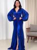 2025 Herbst Damen Langer Roben-Kleid - Europäisches & Amerikanisches Design, Einfarbig