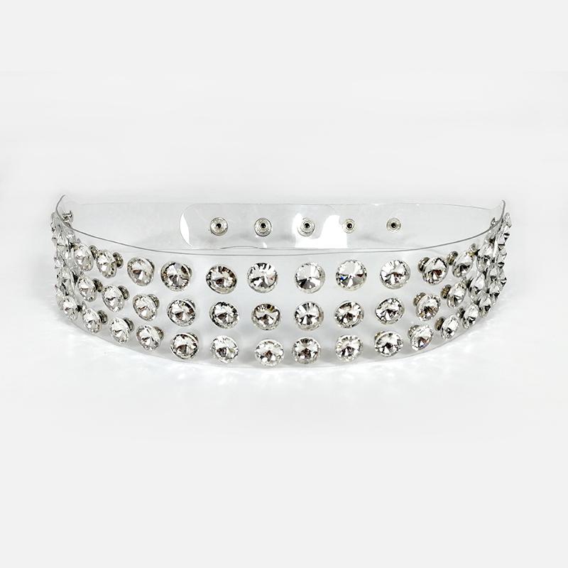 Brede Parelmotief Plastic riem voor Dames strass korset cummerbund Tailleband High-End luxe merken Damesriem vrouwelijk 90cm white
