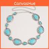 Bohemian Artificial Turquoise Waist Chain With Dazzling Rhinestone Embellishments For Women