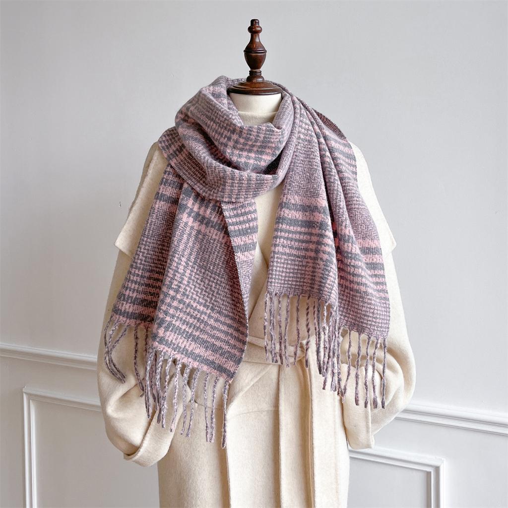 Korean Plaid Scarf Simple And Versatile Imitation Cashmere Material Soft And Skin-Friendly High-End Scarf Scarf Scarf Matching