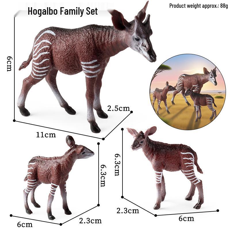 Wild Safari Animal Figurines: Giraffe, Elephant, Rhinoceros, Brown Bear, Tiger, Lion, Leopard, Hippopotamus - Solid Cognitive Toys