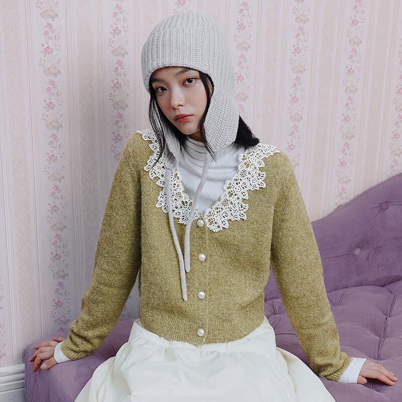 

LEDIN Korean Style Lace Collar Knit Cardigan L