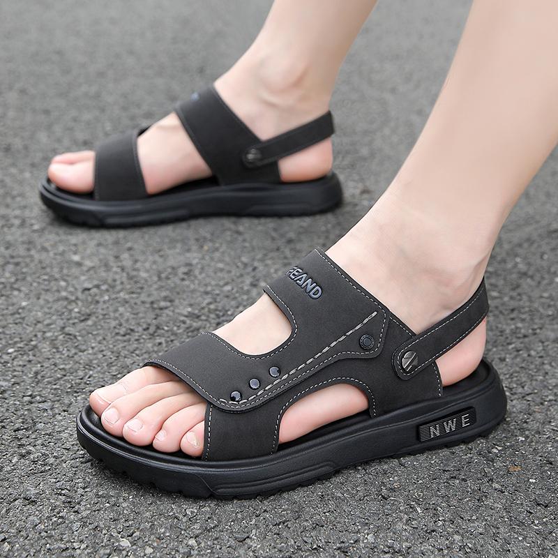 Léto Muži Kožené sandály Volný čas Letní boty Mužské Plážové boty Pohodlné Pánské Boty Outdoor Muži Římské sandály Žabky Pantofle Skluzavky