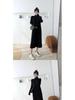 Women's Mid-Length Wool Knit Dress - Loose, Long Sleeve, Half-High Collar, Perfect for Layering Under Coats, Autumn & Winter Wear.