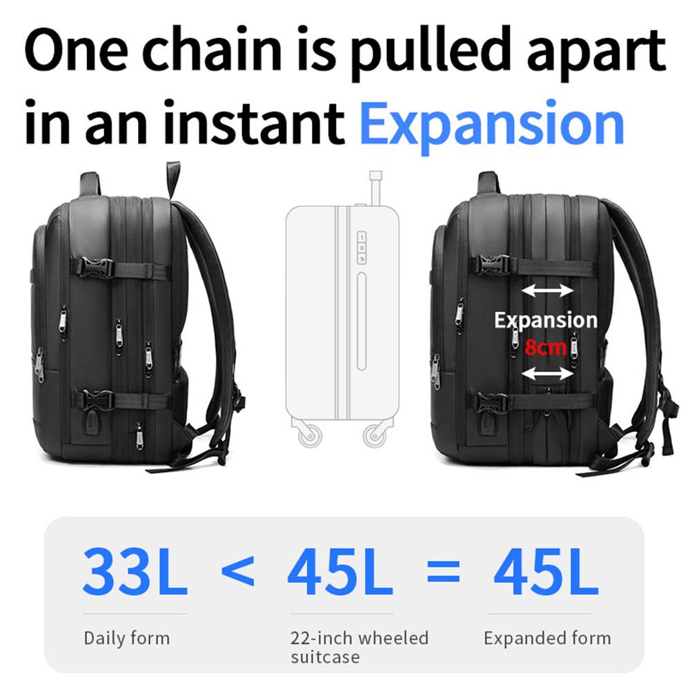 Expandable Men's Backpack Large Capacity Waterproof Man Business Trip Backpacks Multi-functional Men 17.3 inch Laptop Travel Bag