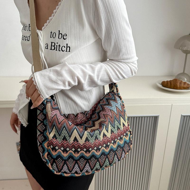 Fashionable Retro Crossbody Bag  Ethnic Style Single Shoulder Tote Bag
