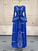Elegant 2026 Pleated Print Slimming Suit: Plus-Size Waist-Cinched Two-Piece Dress Set