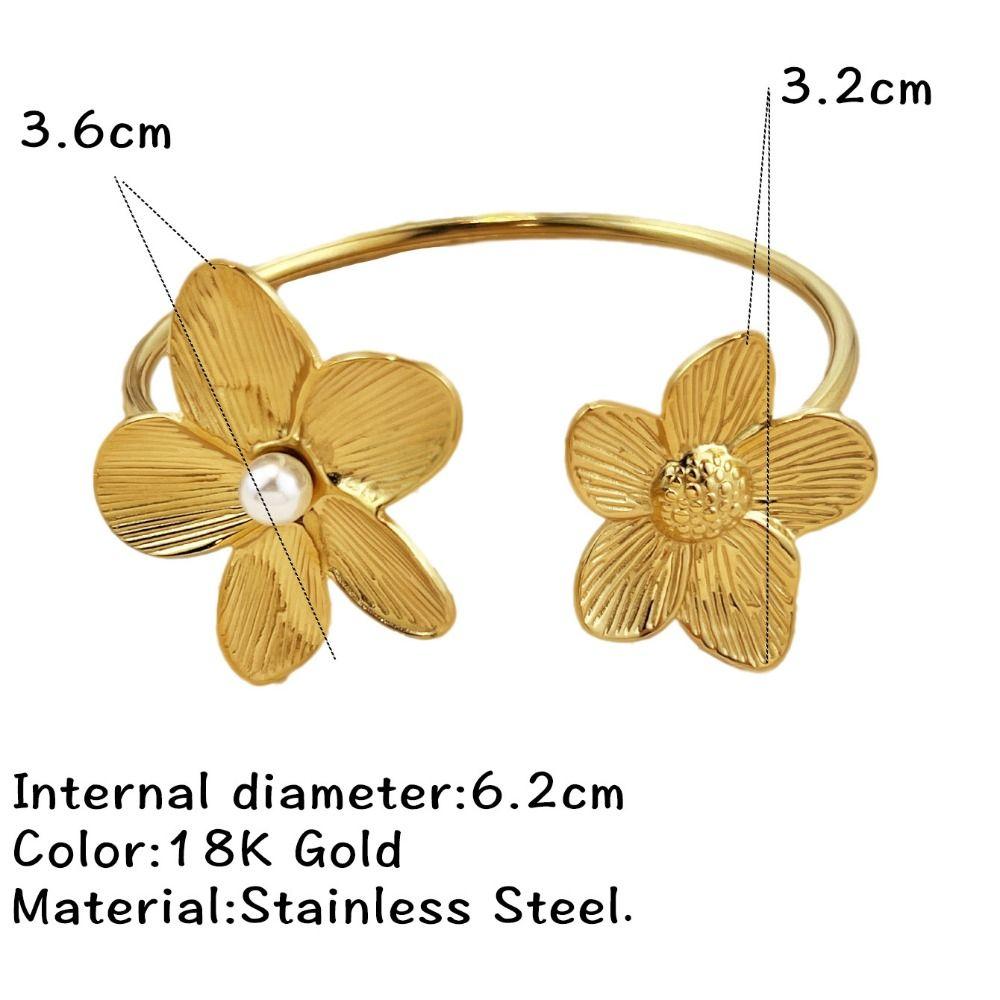 Stainless Steel Flower Bracelet Spliced Flower Cuff Bracelet Charm Bracelet  Female Accessories