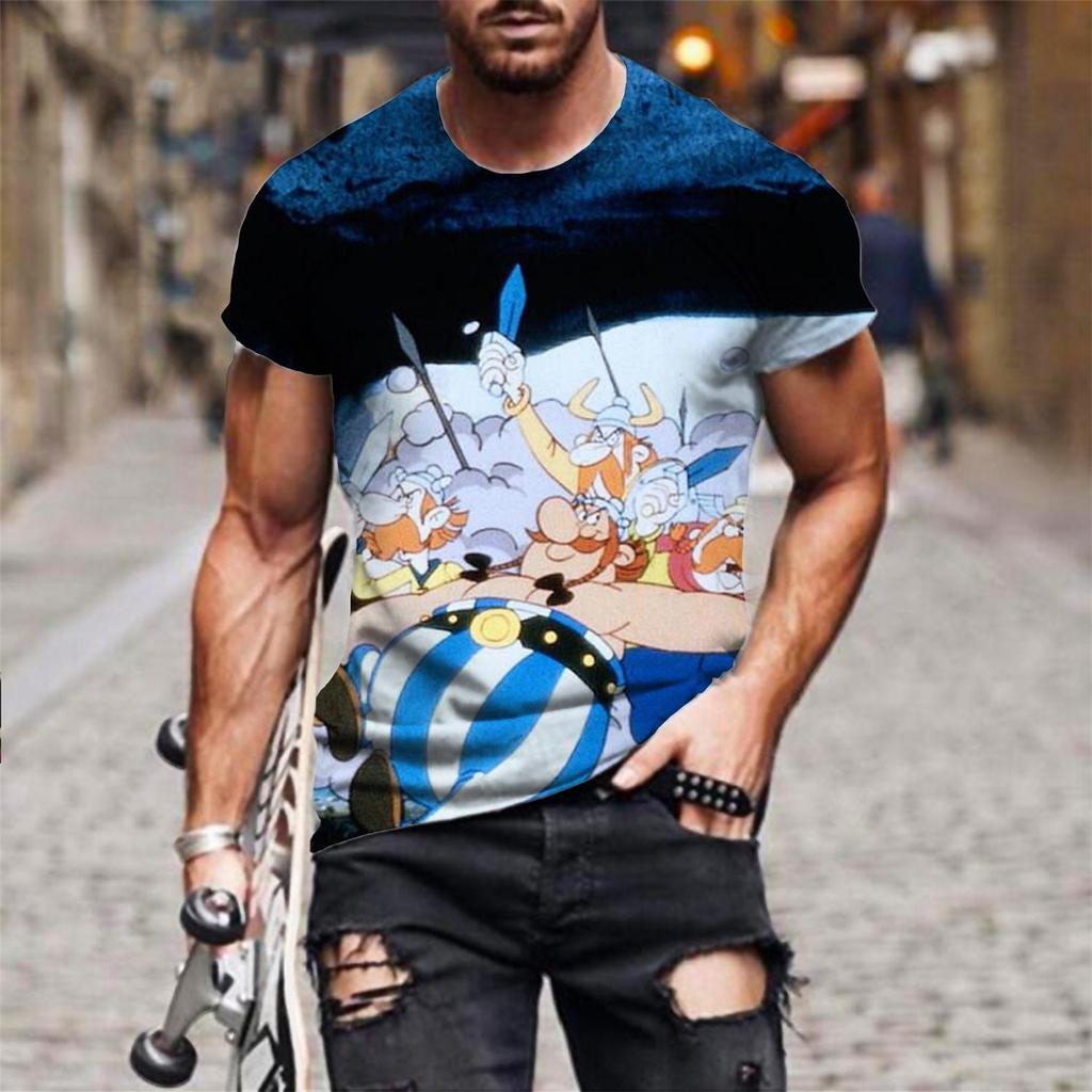 Anime Asterix and Obelix T-Shirt Cartoon 3D Print Men Women Short Sleeve T Shirts Oversized Harajuku Tees Tops Kid Clothing
