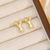 18K Polished Cute Bubble 26 Alphabet Stud Earrings - Minimalist Ear Jewelry