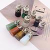 Green Aventurine Gold Stone Melon Seed Cylinder Pendant, 14x32mm - DIY Jewelry Accessory N764