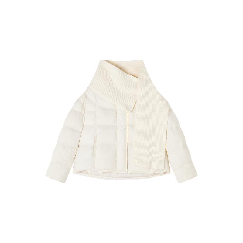 Xiangying Women s 90% White Duck Down Puffer Jacket with Scarf XL