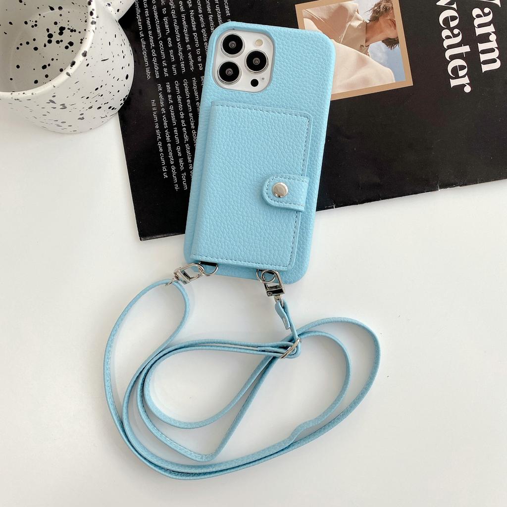 Japan and Korea Card Bag Lanyard Is Suitable for Apple 12Promax Mobile Phone Case 12 Women 11max Apple 13promax Leather X