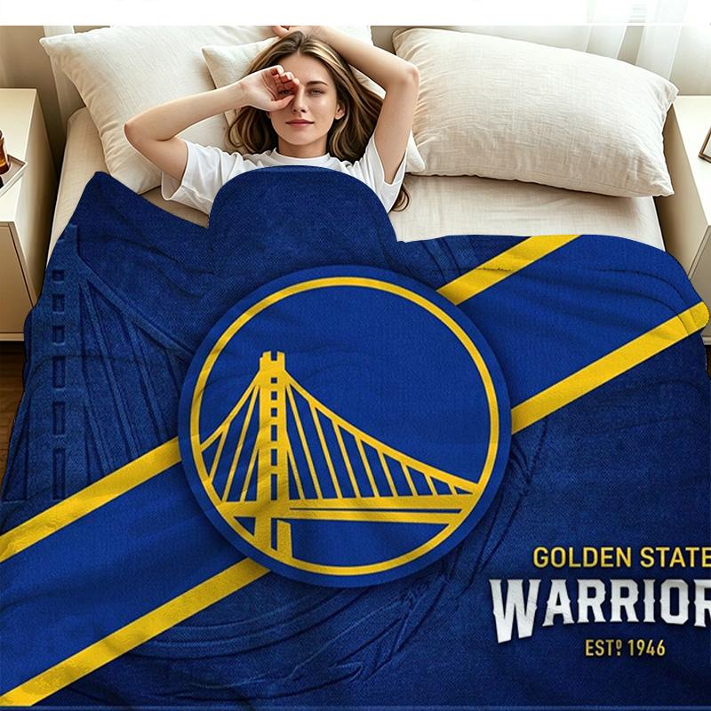 Golden State Warriors Print Flannel Blanket High Quality Warm Comfortable Cover for All Seasons Perfect for Gifts Home Decor