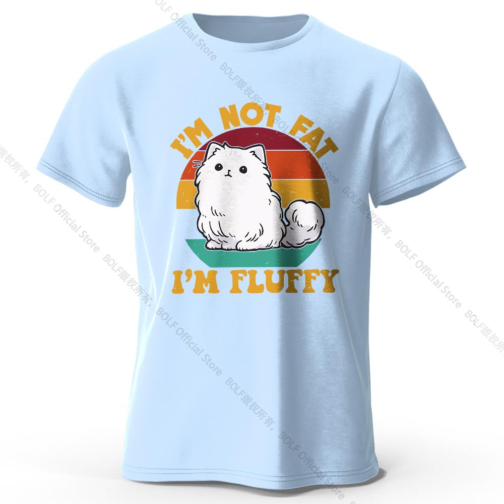 Men's I Am Not Fat I Am Fluffy Printed T-Shirt 100% Cotton Oversized Humor Graphic Tees for Women Summer Tops Kawaii Streetwear