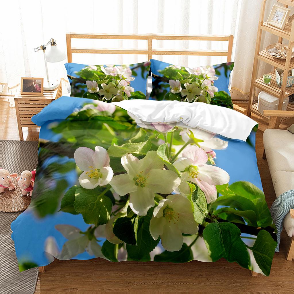 Spring Flowers King Queen Duvet Cover Colorful Floral Bedding Set Cherry Blossoms Quilt Cover 2/3pcs Polyester Comforter Cover
