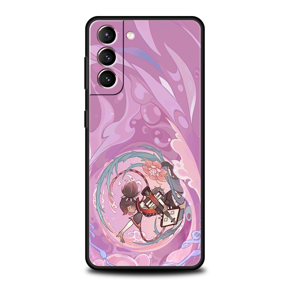 Genshin Impact Cartoon Logo Phone Case For Samsung Galaxy S23 Ultra S22 S21 S20 FE 5G S10 S10E S9 S8 Plus Note 20 Silicone Cover