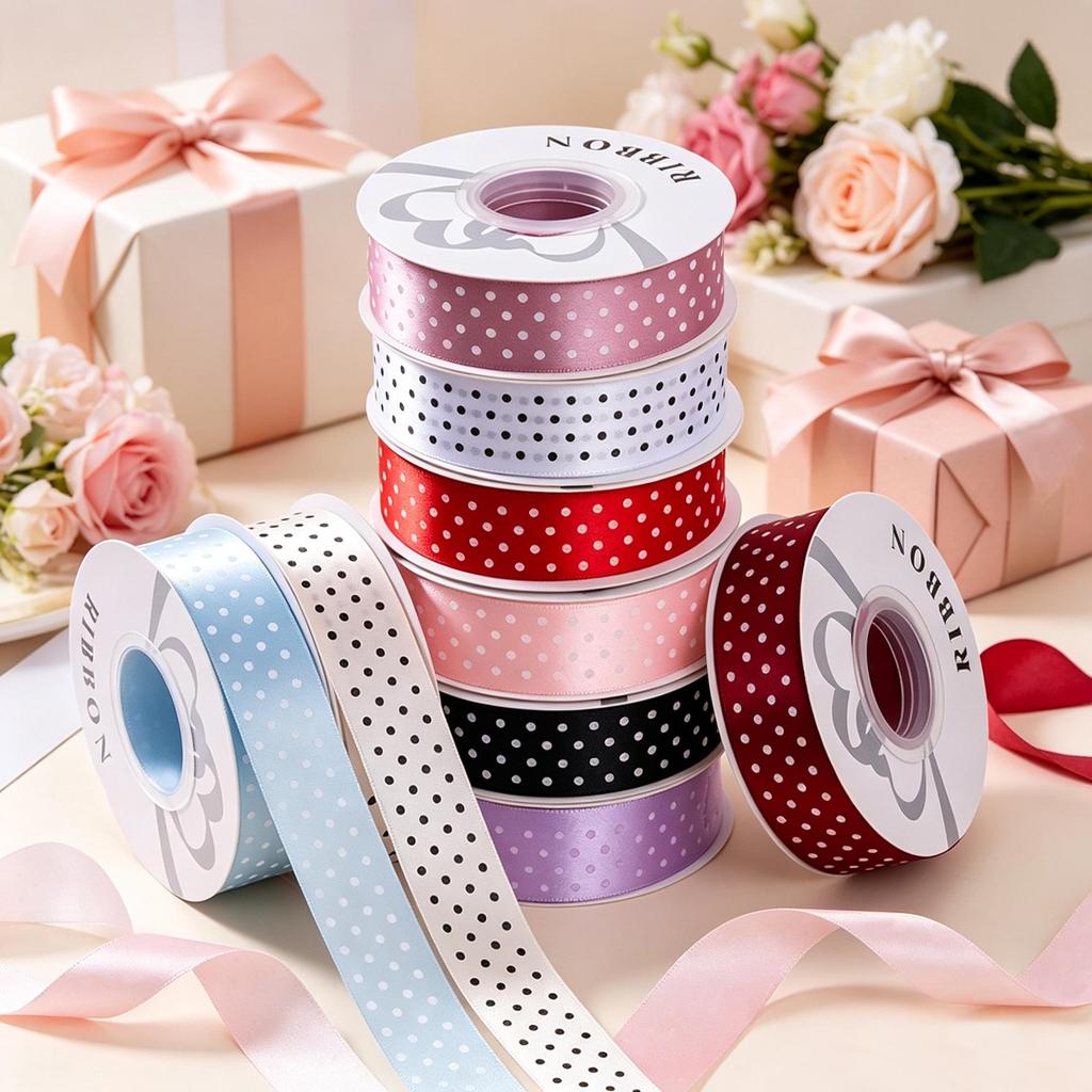 Polka Dot Polyester Ribbon for Cake Packaging and Gift Decoration