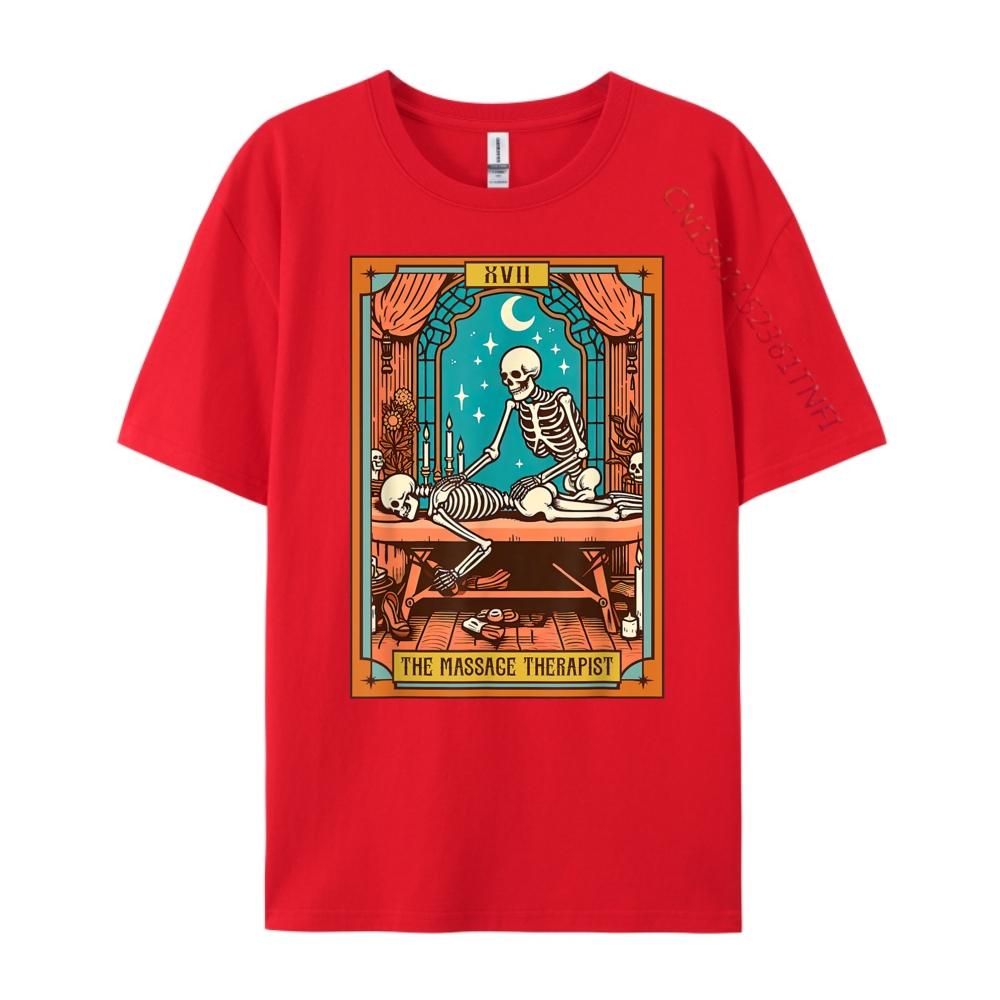 Funny Skeleton Massage Therapy Massage Therapist Tarot Card Graphic T Shirts Men Oversized Valentines Day Gift TShirt
