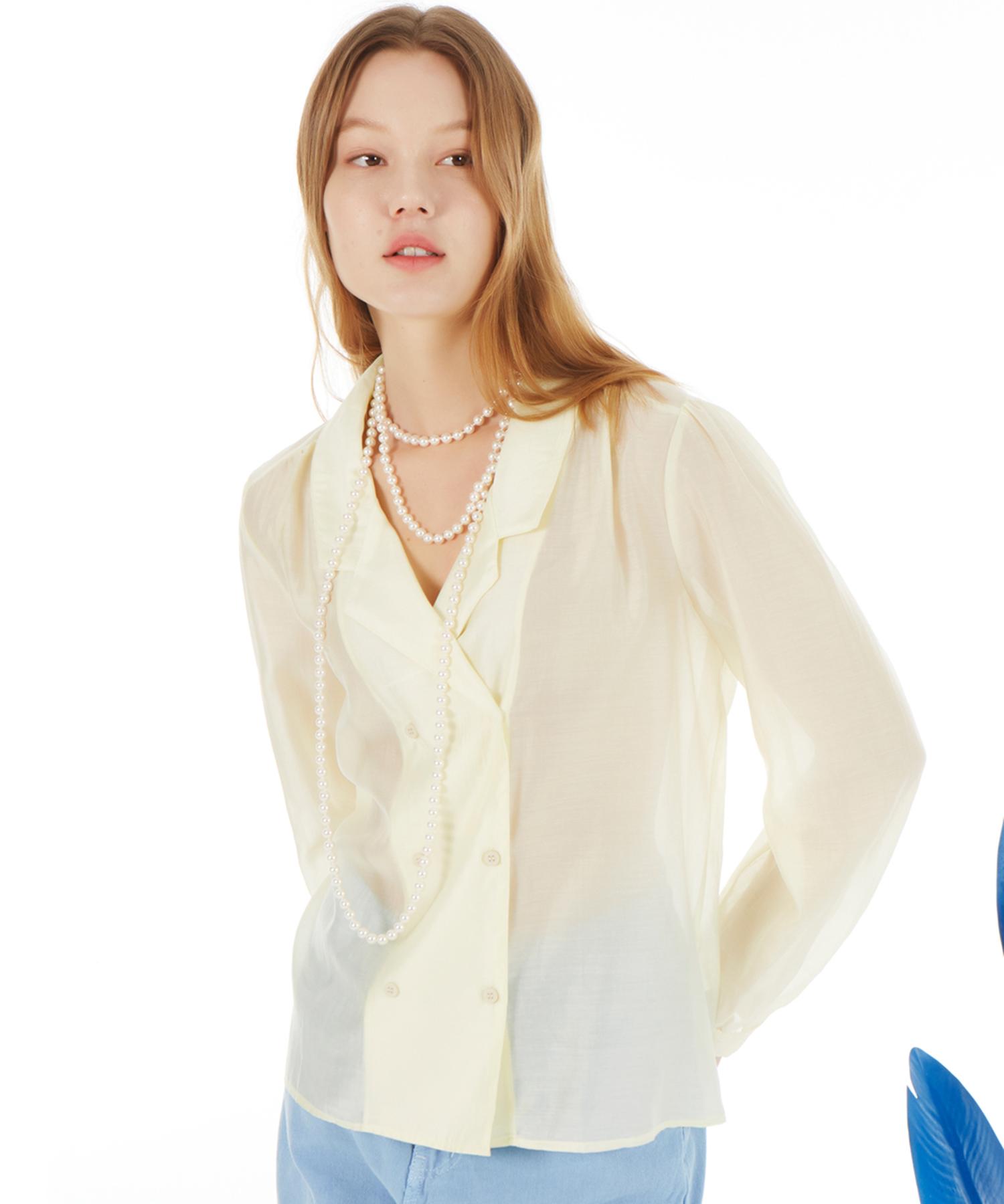 Unknown Planet Double Shirring Blouse Yellow Yellow/Free