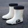 Young Motorcycle Fleece-lined Winter Men's Rain Boots Print Biker Warm Pvc Waterproof New Fishing Work Original Mud Male Shoes